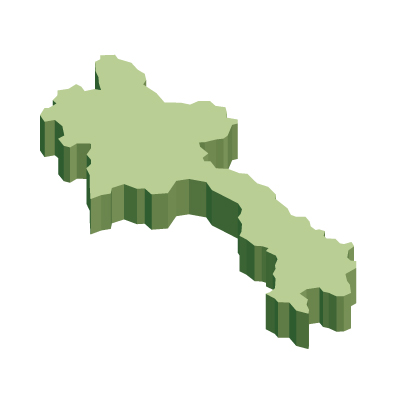 ラオス人民民主共和国無料フリーイラスト｜無地・立体(緑)